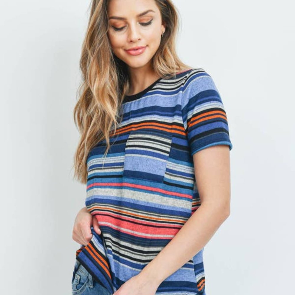MultiColored Stripe Short Sleeve Top